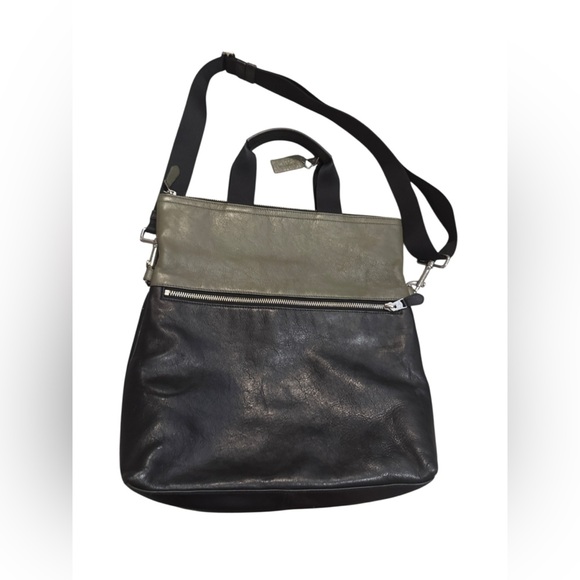 Coach Charles Foldover Crossbody Tote Green/ Black - Picture 1 of 12